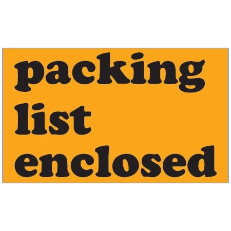Bsc Preferred 3 x 5'' - ''Packing List Enclosed'' Fluorescent Orange Labels BUY00024056